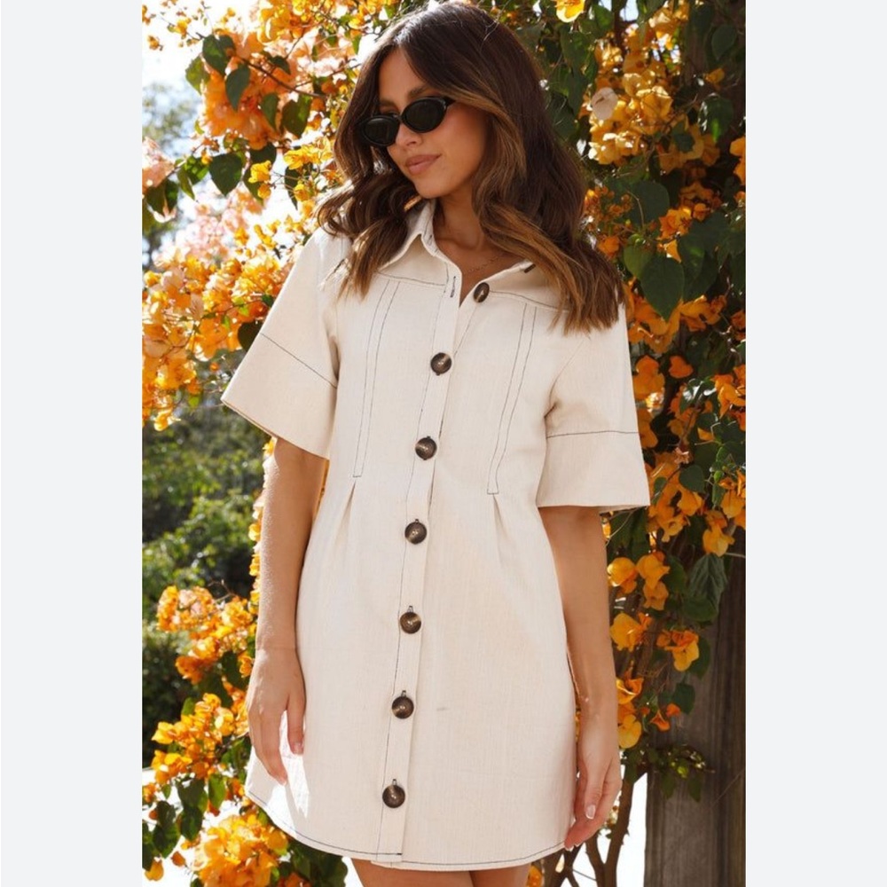 Billy J Cotton Button Front Mini Dress Small